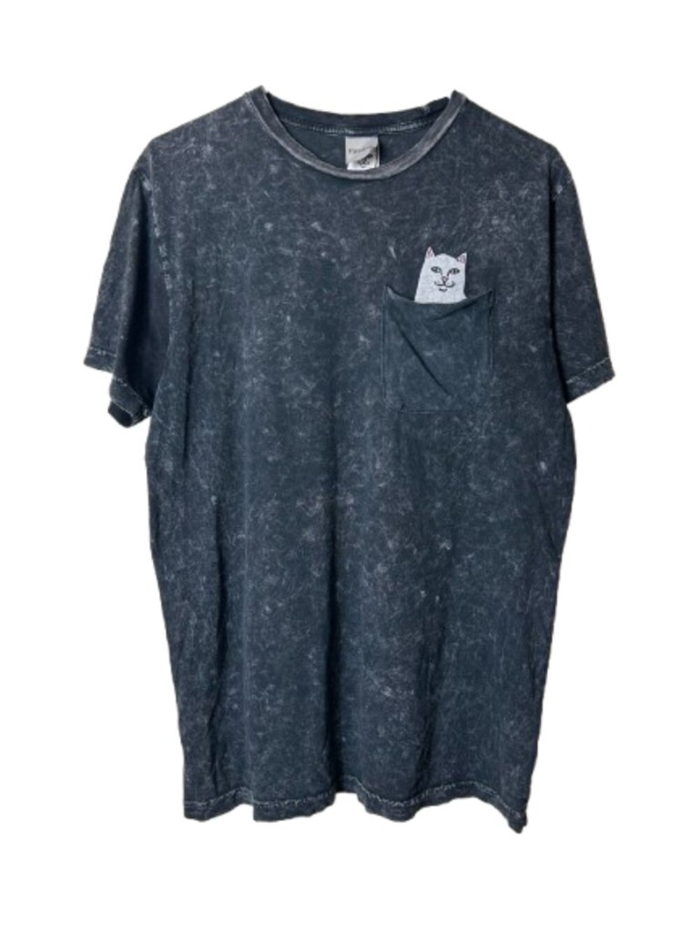 Rip N Dip gray stonewash cat pocket tee unisex M grunge naughty gesture